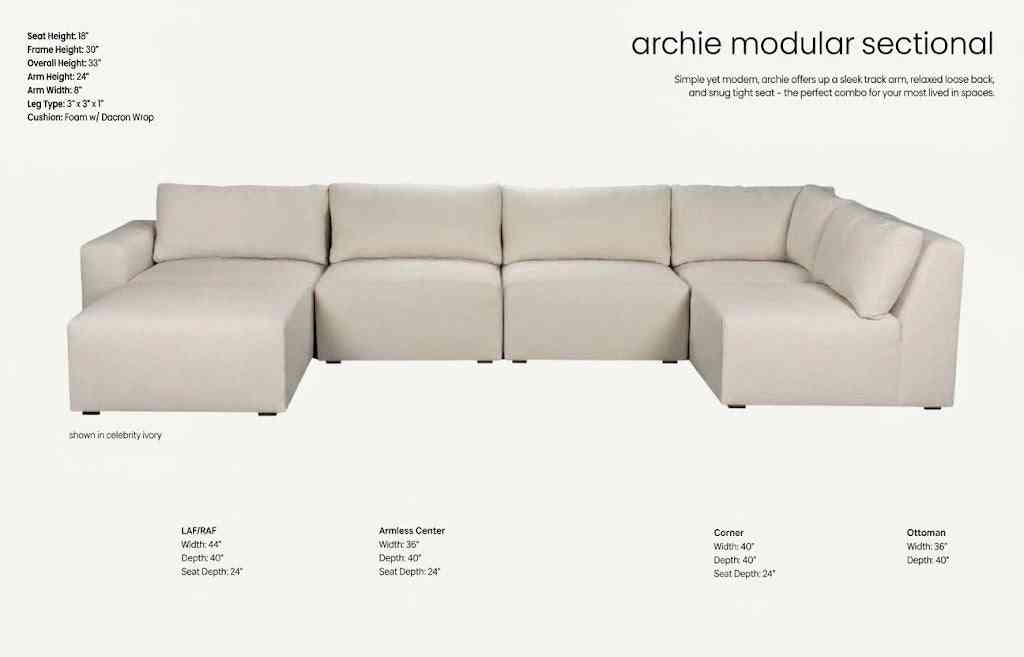 Archie Modular Sectional Sofa - Basics by Moss Home