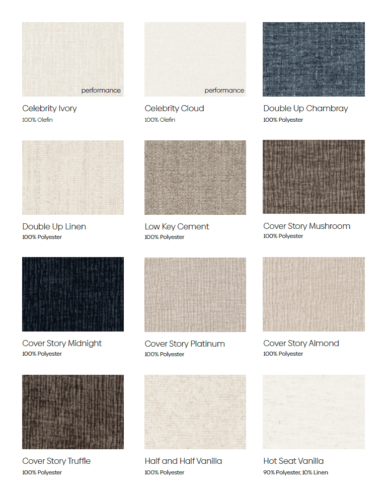 Fabric swatches for Messi Sofa
