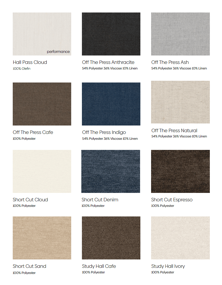 Fabric swatches for Messi Modular Sofa