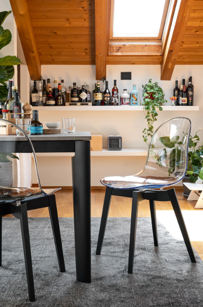 CB2159 Academy Transparent Chair with Wood Legs