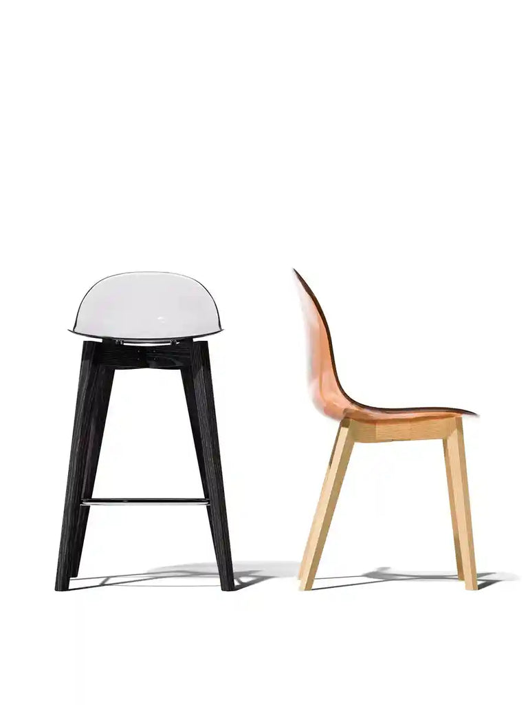 CB2165 Academy Low Back Counter Stool with Wood Legs - Connubia