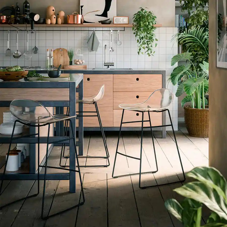 CB2167 Academy Low Back Counter Stool with Metal Legs - Connubia