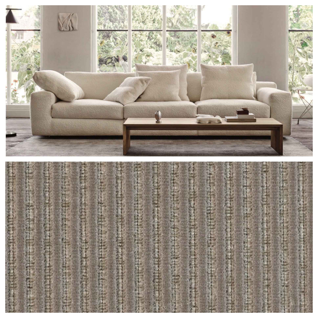 Aton Sofa by Eilersen in white boucle with fabric Roth 37 swatch, highlighting upholstery options at Trade Source Furniture.
