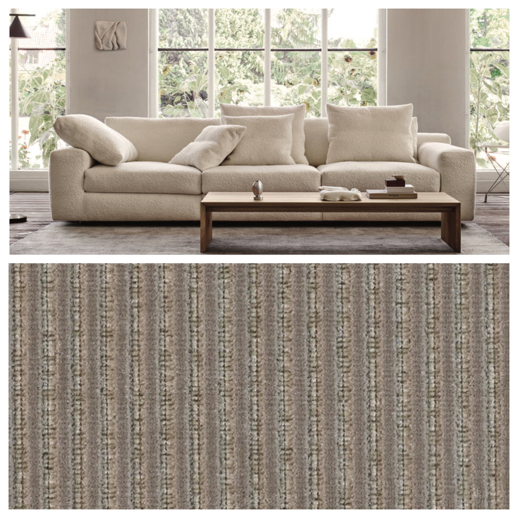 Aton Sofa by Eilersen in white boucle with fabric Roth 37 swatch, highlighting upholstery options at Trade Source Furniture.