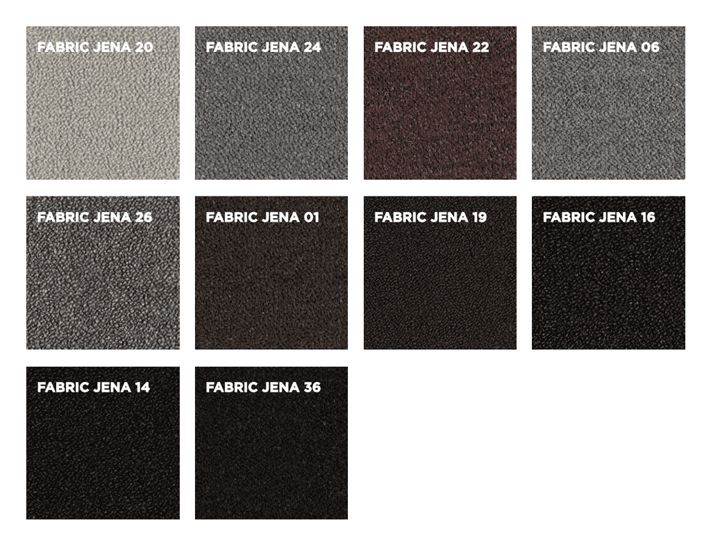 Jena fabric swatches for Eilersen Baseline Sofa, offering a wide selection of colors from neutrals to bold tones for custom orders.