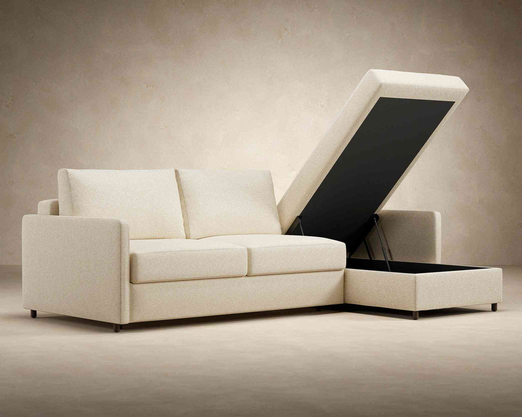 Neah Sofa Bed with Storage Chaise Lounger in Performance Fabric - Innovation Living
