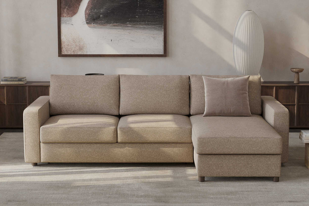 Neah Sofa Bed with Storage Chaise Lounger in Performance Fabric by Innovation Living at Trade Source by Innovation Living at Trade Source Furniture