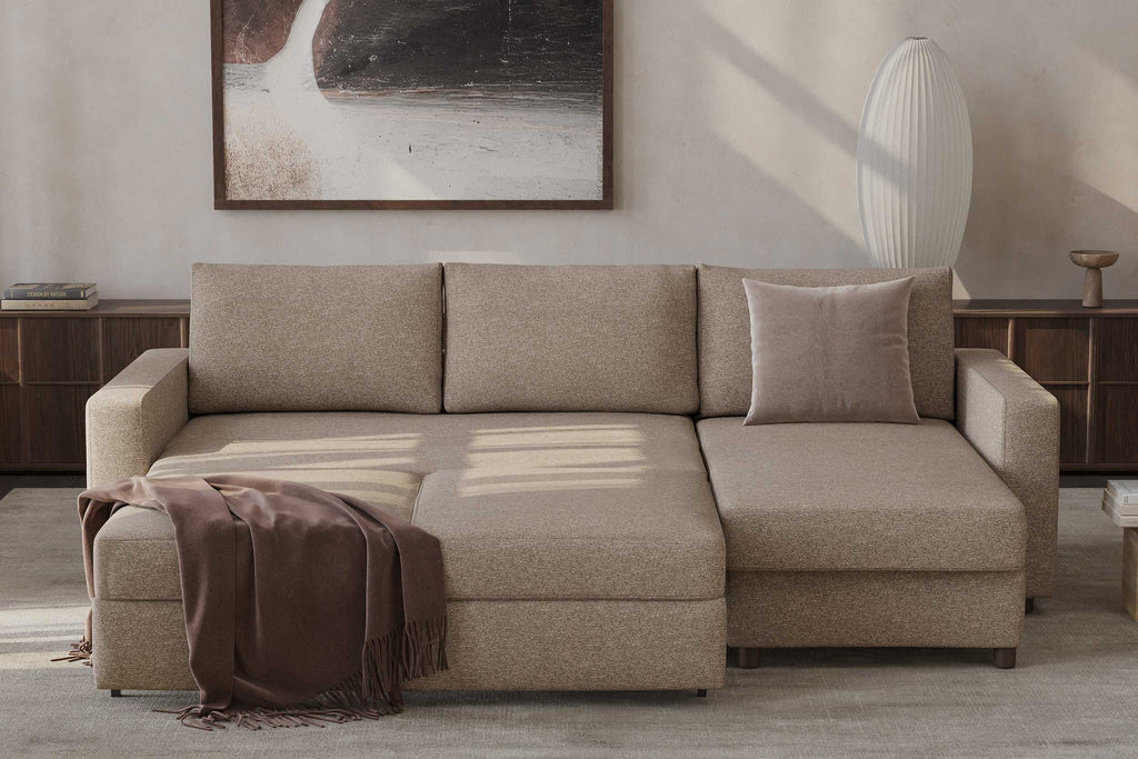 Neah Sofa Bed with Storage Chaise Lounger in Performance Fabric by Innovation Living at Trade Source by Innovation Living at Trade Source Furniture