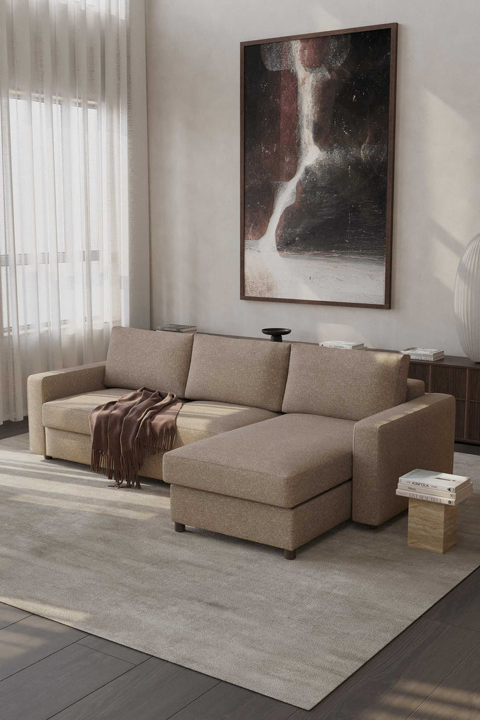 Neah Sofa Bed with Storage Chaise Lounger in Performance Fabric by Innovation Living at Trade Source by Innovation Living at Trade Source Furniture