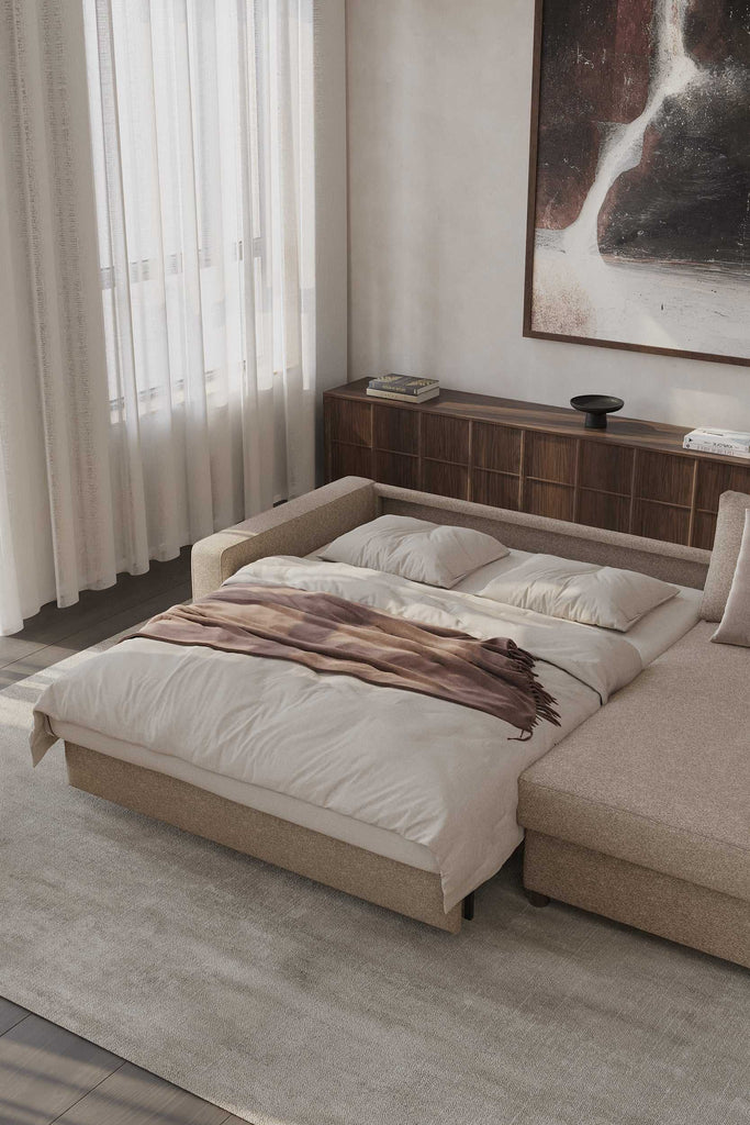 Neah Sofa Bed with Storage Chaise Lounger in Performance Fabric by Innovation Living at Trade Source by Innovation Living at Trade Source Furniture