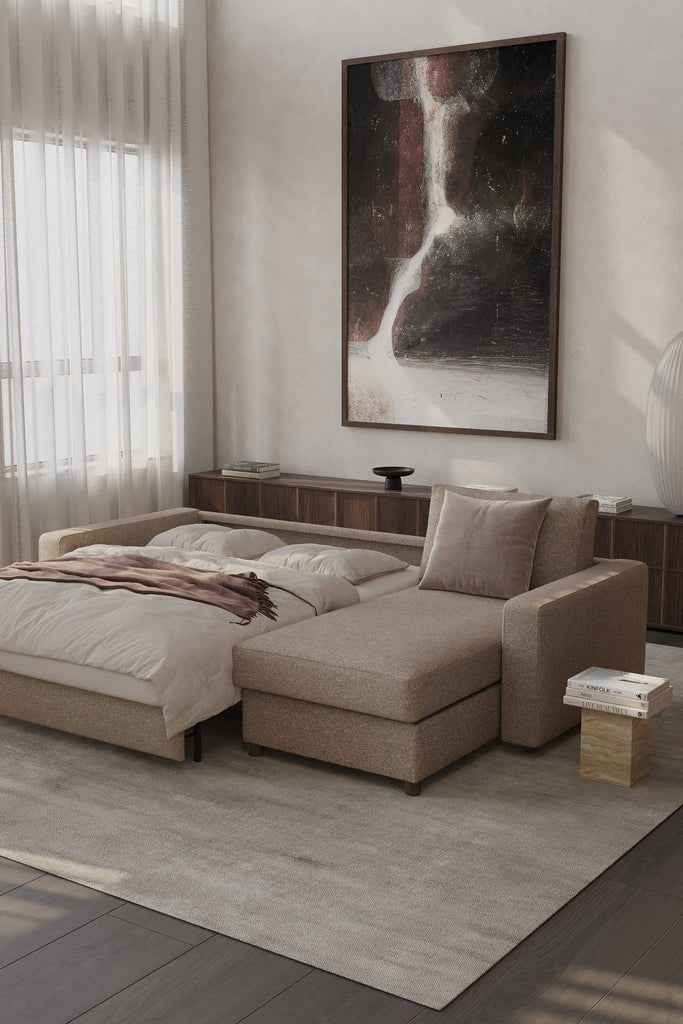 Neah Sofa Bed with Storage Chaise Lounger in Performance Fabric by Innovation Living at Trade Source by Innovation Living at Trade Source Furniture