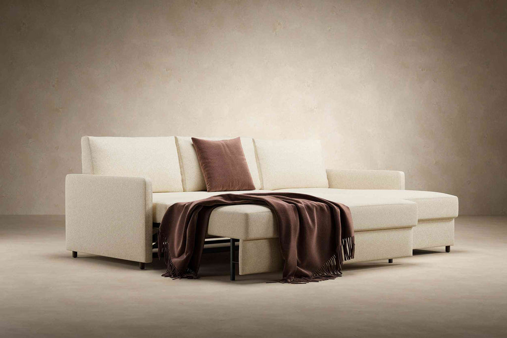 Neah Sofa Bed with Storage Chaise Lounger in Performance Fabric - Innovation Living