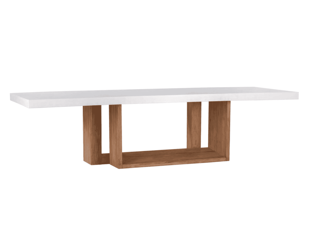 Lucca Outdoor Dining Table with Concrete Tabletop and Teak Wood Base - Seasonal Living