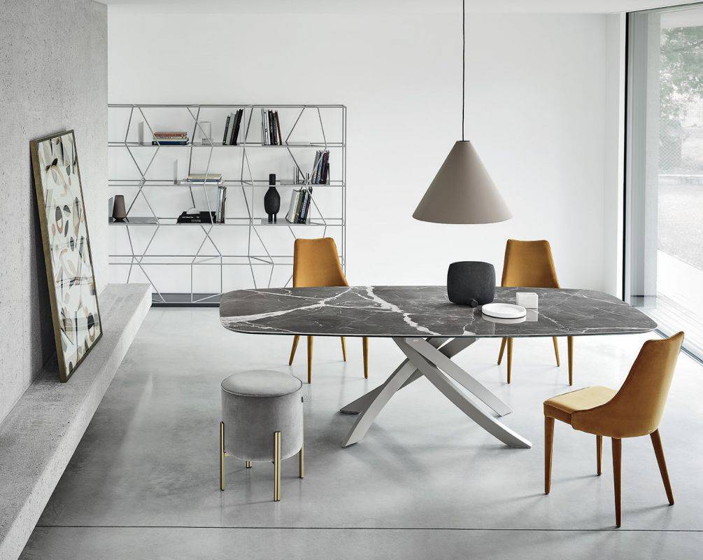52.89 Artistico Dining Table with Rounded Corners by Bontempi Casa - Trade Source Furniture