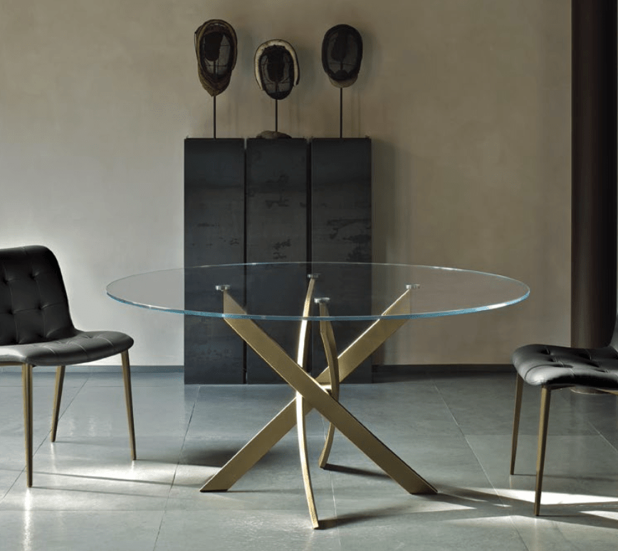 Barone Glass Round Dining Table by Bontempi Casa - Trade Source Furniture