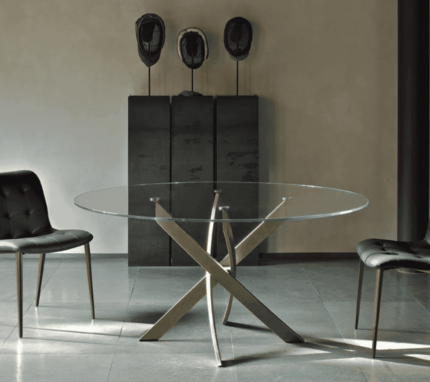 Barone Glass Round Dining Table by Bontempi Casa - Trade Source Furniture