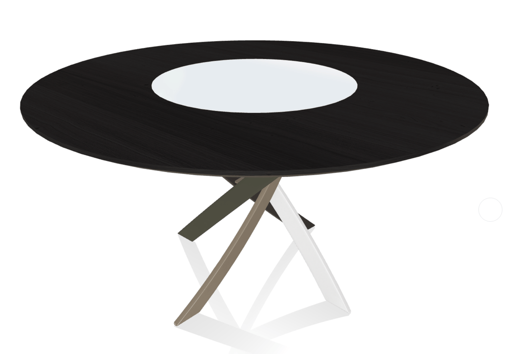 Barone Ring 59" Round Dining Table with Lazy Susan by Bontempi Casa - Trade Source Furniture