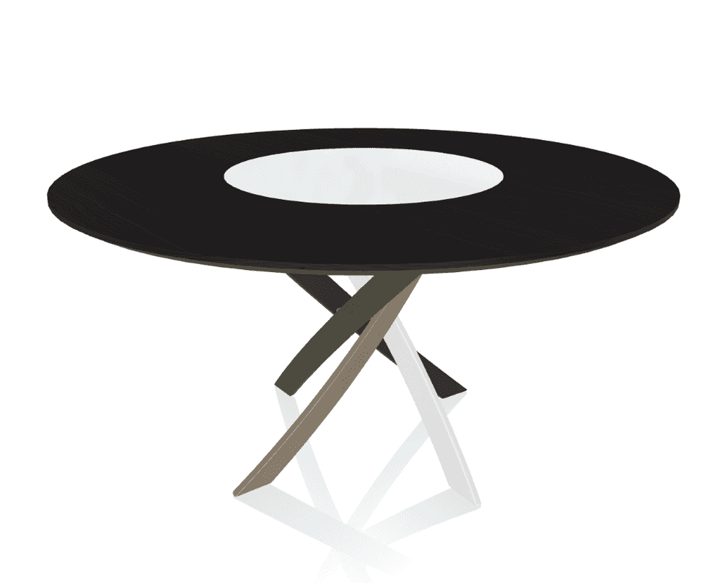 Barone Ring 59" Round Dining Table with Lazy Susan by Bontempi Casa - Trade Source Furniture