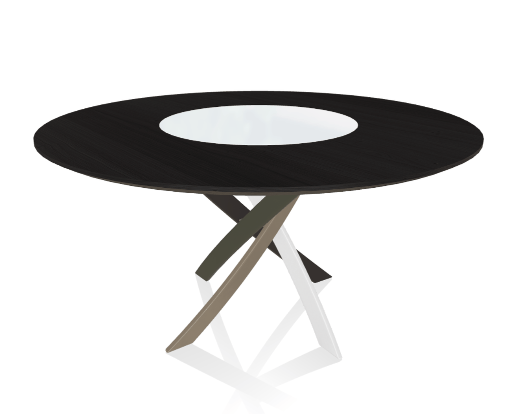 Barone Ring 59" Round Dining Table with Lazy Susan by Bontempi Casa - Trade Source Furniture