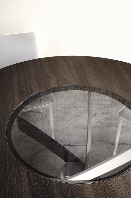 Barone Ring 59" Round Dining Table with Lazy Susan by Bontempi Casa - Trade Source Furniture