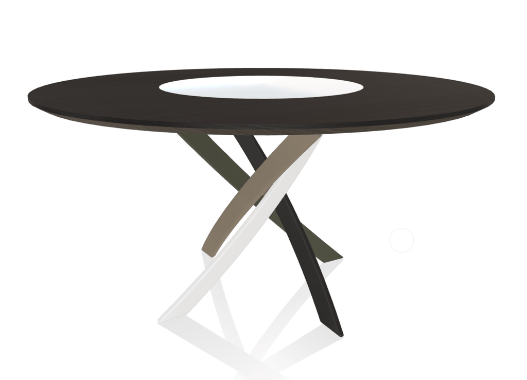Barone Ring 59" Round Dining Table with Lazy Susan by Bontempi Casa - Trade Source Furniture