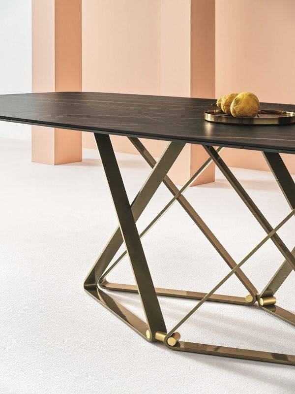 Delta Dining Table with Rounded Corners by Bontempi Casa - Trade Source Furniture