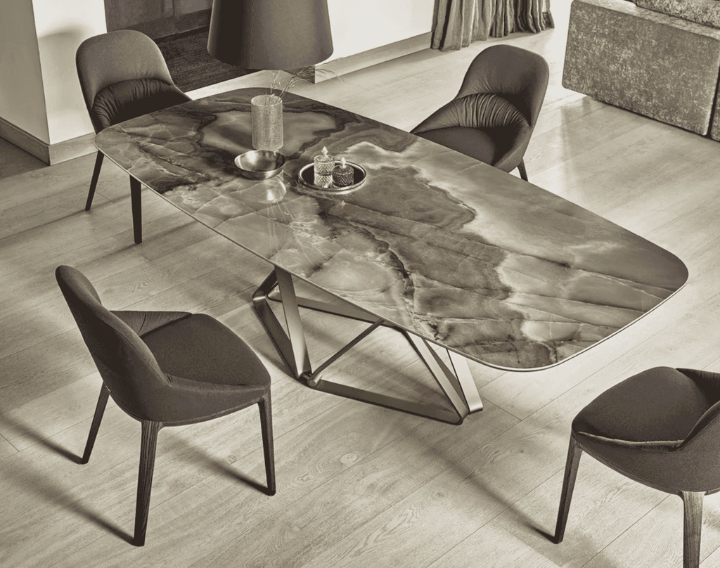 Delta Dining Table with Rounded Corners by Bontempi Casa - Trade Source Furniture