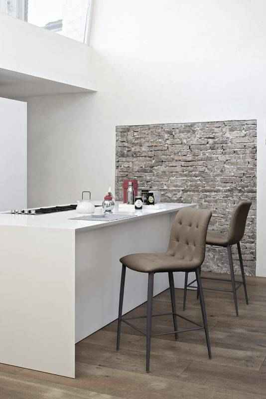 Kuga Counter Stool with Metal Legs by Bontempi Casa - Trade Source Furniture