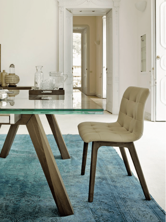 Kuga Dining Chair with Wood Legs by Bontempi Casa - Trade Source Furniture