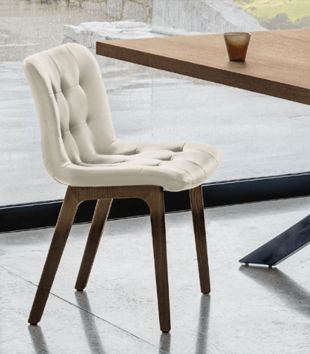 Kuga Dining Chair with Wood Legs by Bontempi Casa - Trade Source Furniture