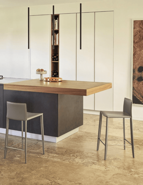 Linda Leather Low Back Counter Stool by Bontempi Casa - Trade Source Furniture