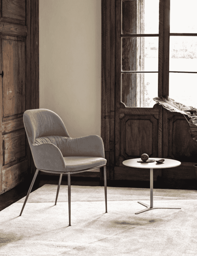 Queen Dining Chair with Metal Legs by Bontempi Casa - Trade Source Furniture
