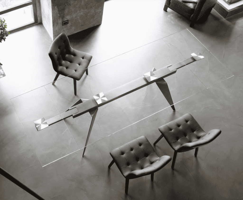 Ramos Glass 79" to 118" Extending Dining Table - Bontempi