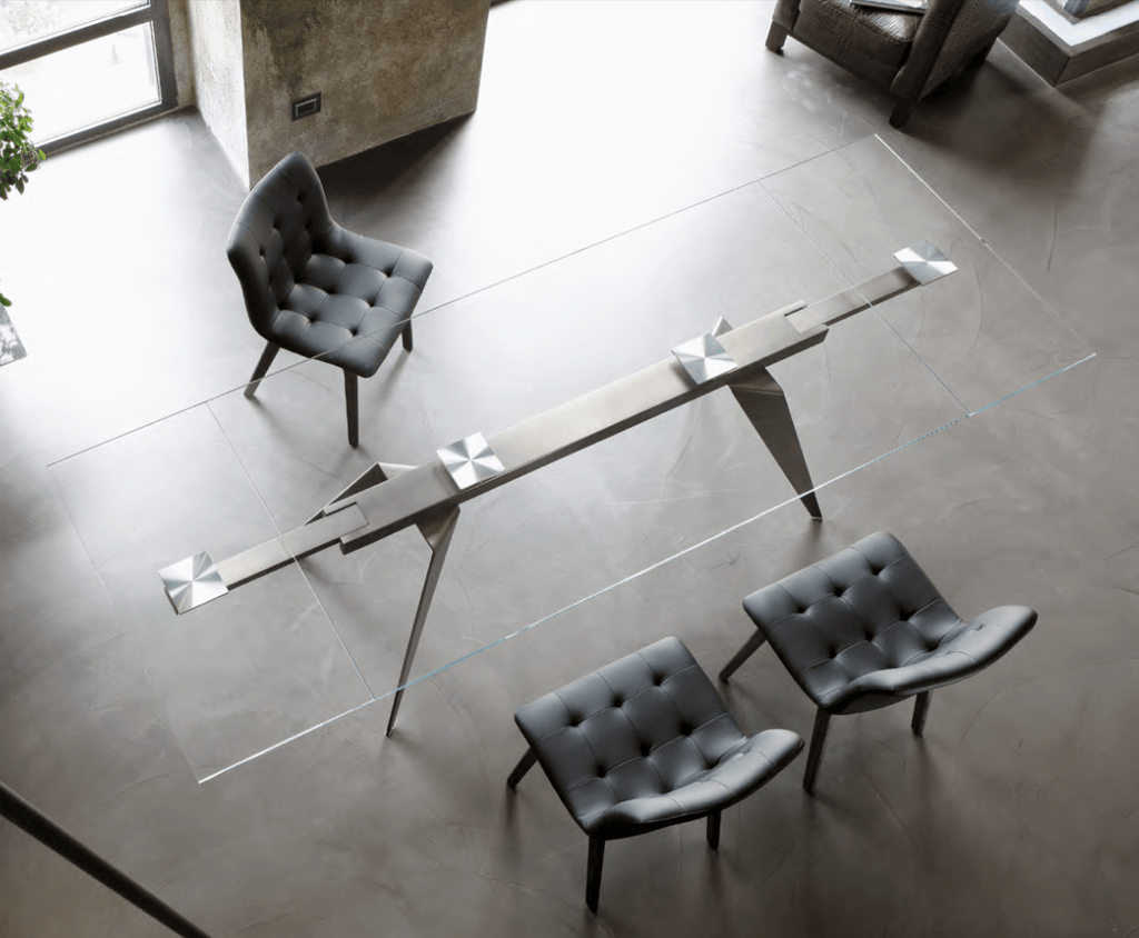 Ramos Glass 79" to 118" Extending Dining Table - Bontempi