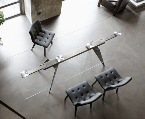 Ramos Glass 79" to 118" Extending Dining Table - Bontempi