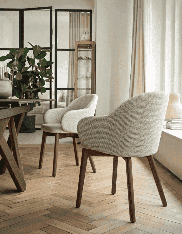 CS2206 Holly Fab Dining Chair with Wood Legs - Calligaris