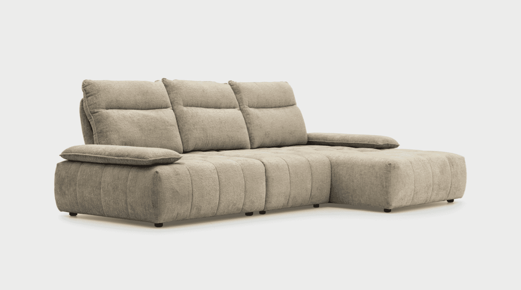 Beige CS3467 Equipe Sofa by Calligaris with chaise lounge configuration, offering modular comfort in a sectional sofa format.