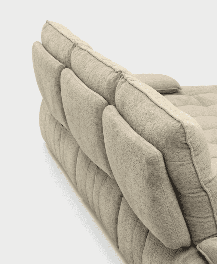 Top angle of CS3467 Equipe Sofa by Calligaris in beige, highlighting plush cushions and movable backrests for flexible seating.