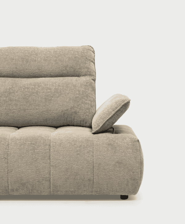 Close-up of CS3467 Equipe Sofa by Calligaris showcasing movable armrest and plush upholstery, perfect for customizable comfort.