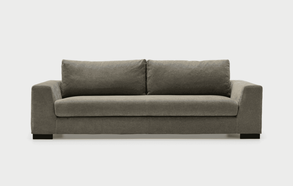 Front view of CS348 Sierra Sofa by Calligaris in neutral fabric. Italian-made sectional sofa with deep seating and clean lines for contemporary homes.