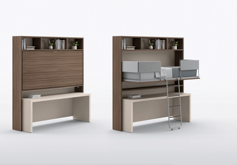 Horizontal Upper Bed in Wall with Desk - Trade Source Furniture