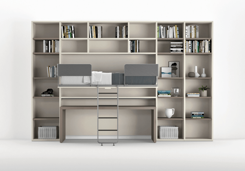 Horizontal Upper Bed in Wall with Desk - Trade Source Furniture