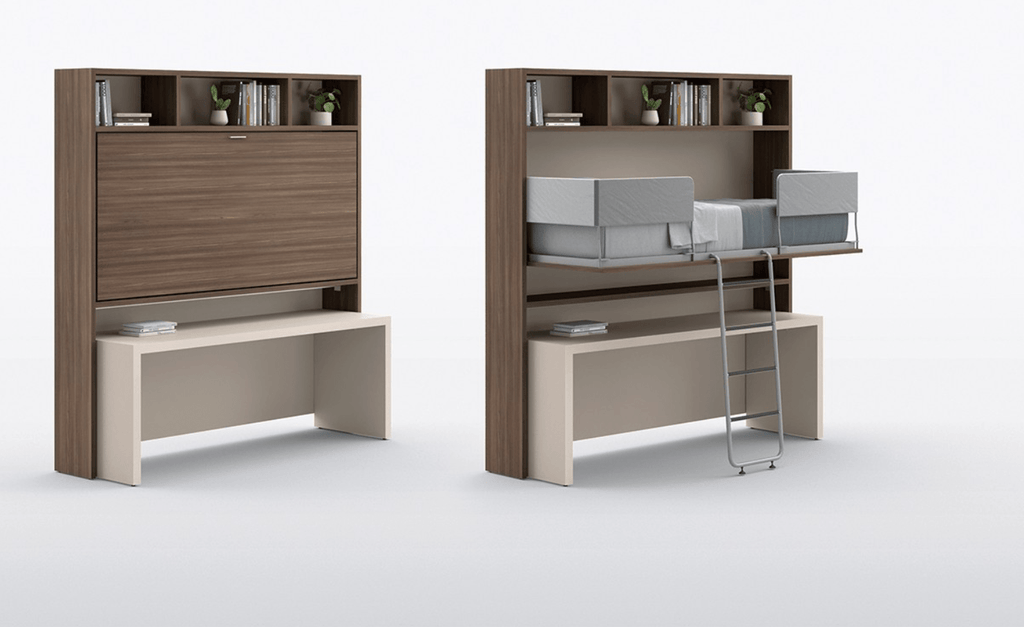 Horizontal Upper Bed in Wall with Desk - Trade Source Furniture