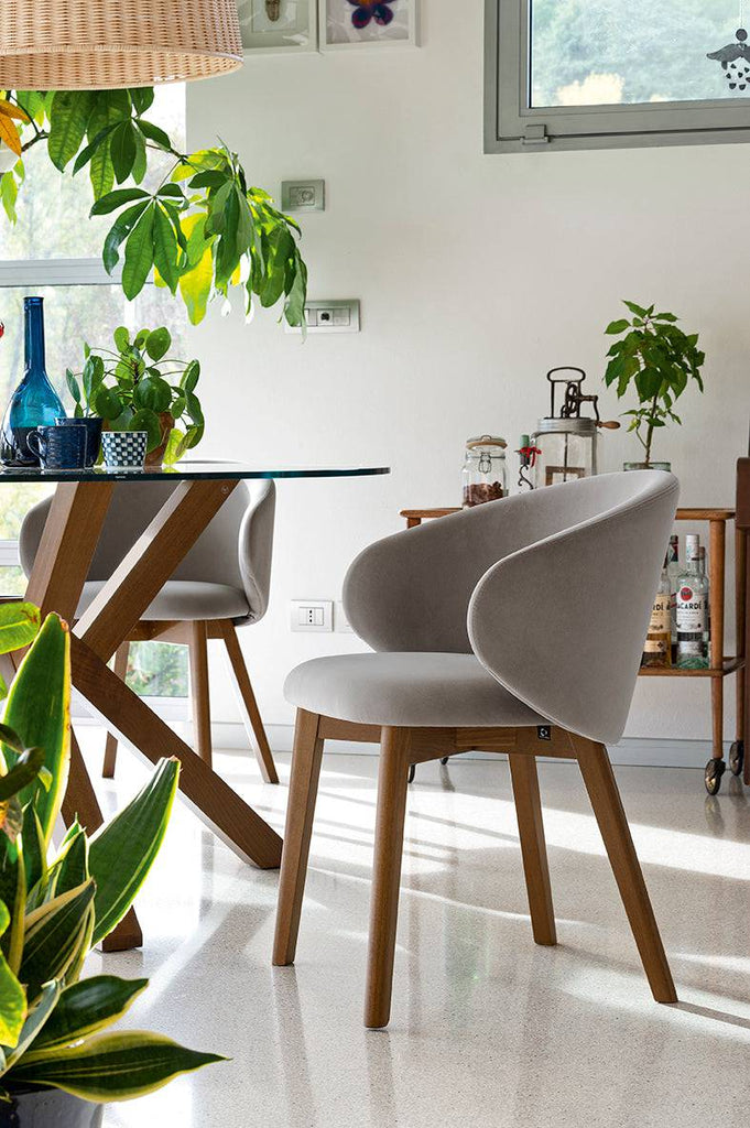 CB2117 Tuka Arm Dining Chair with Wood Legs - Connubia