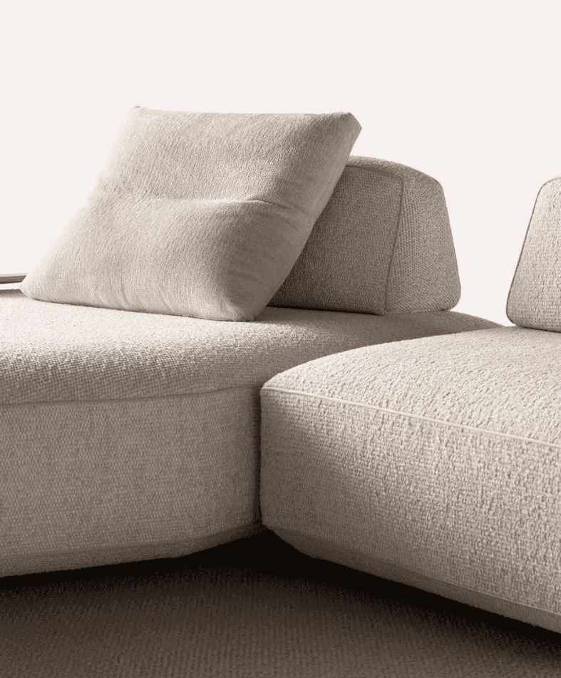Stylish beige sofa with plush cushions and textured upholstery, perfect for sophisticated lounge areas - SKU: 175x125-C-MEMO