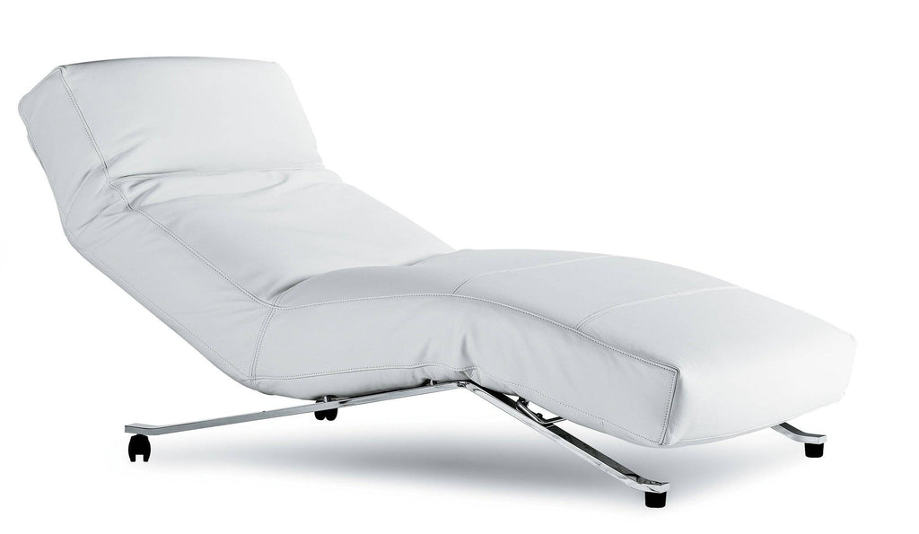 White leather Control Lounge Chair by Eilersen with chrome frame, part of the quick ship program at Trade Source Furniture.