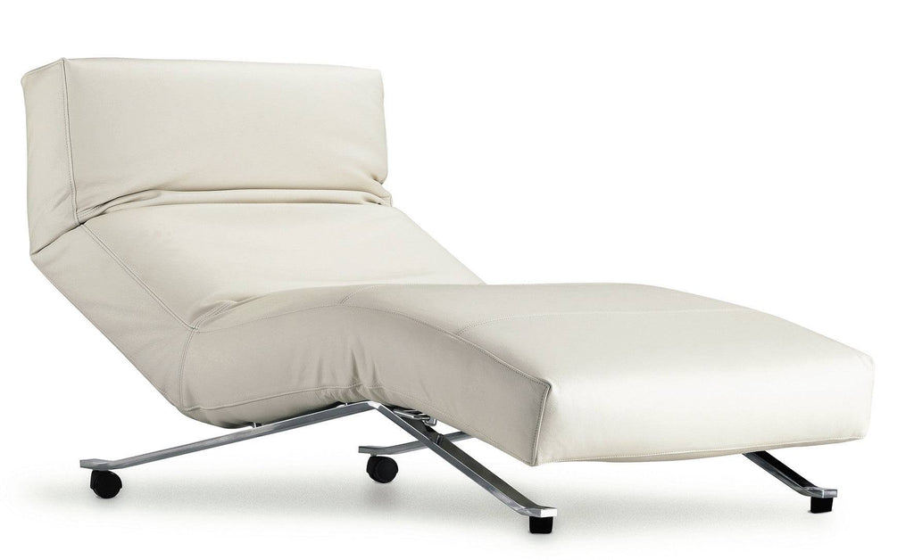 Cream leather Control Quick Ship Chair by Eilersen with sleek chrome legs, featured in the armchairs category at Trade Source Furniture.