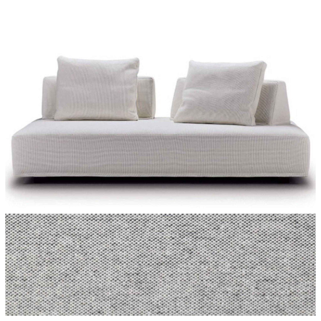 Eilersen Playground Sofa in white textured fabric with fabric swatch detail, showcasing upholstery options for custom orders.