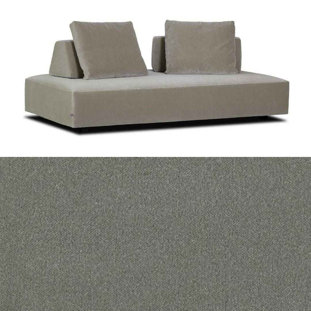 Eilersen Playground Sofa in taupe fabric with close-up swatch, showcasing upholstery texture and neutral tone.
