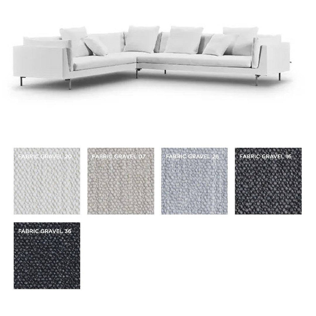 Float High Sectional Sofa by Eilersen with Gravel fabric swatches including color 36, offering customizable upholstery options.